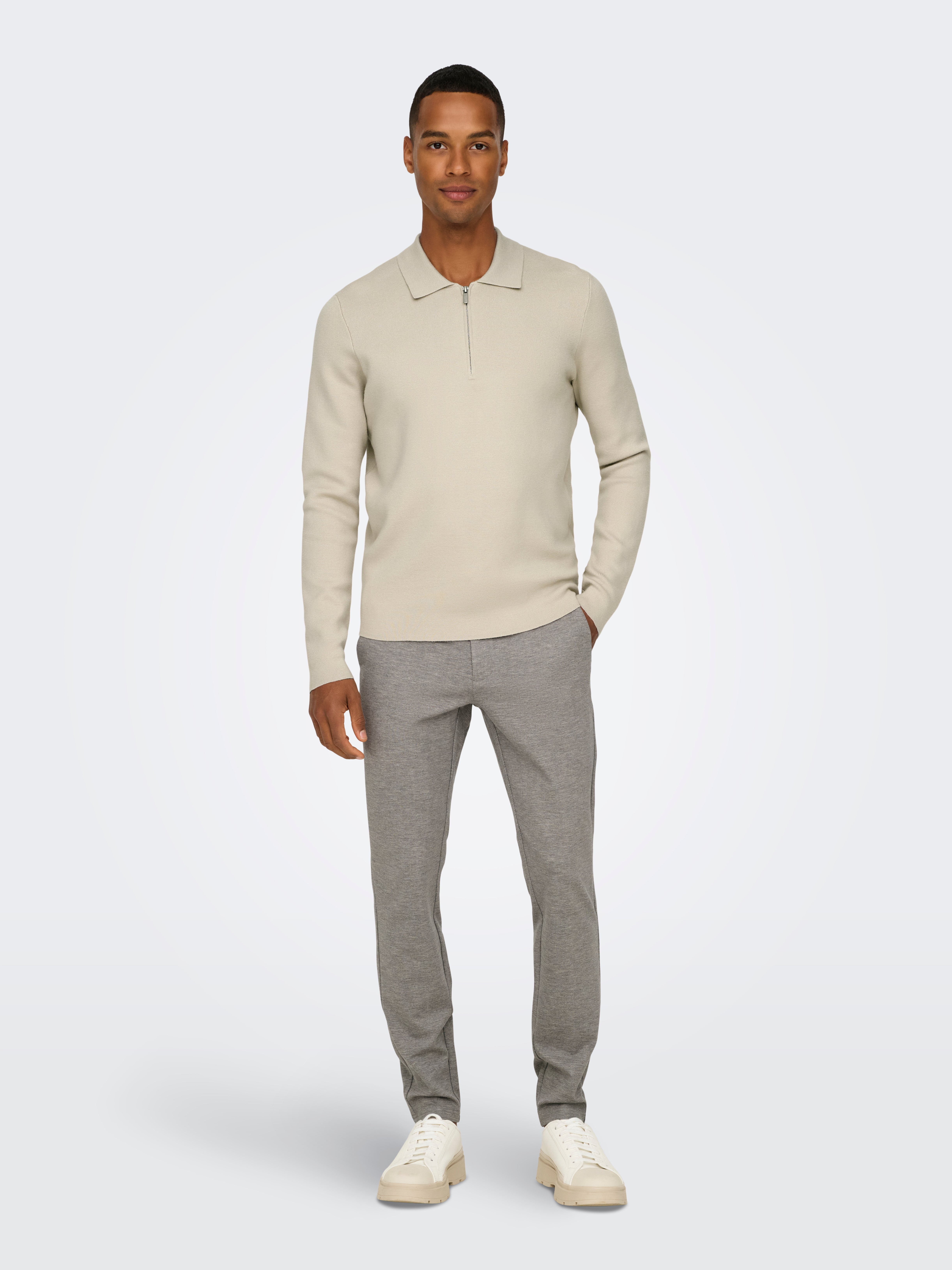 エンフォルド22AW POLO LAYERED PULLOVER 38 グレー LAYERED NECK BOX PULLOVER