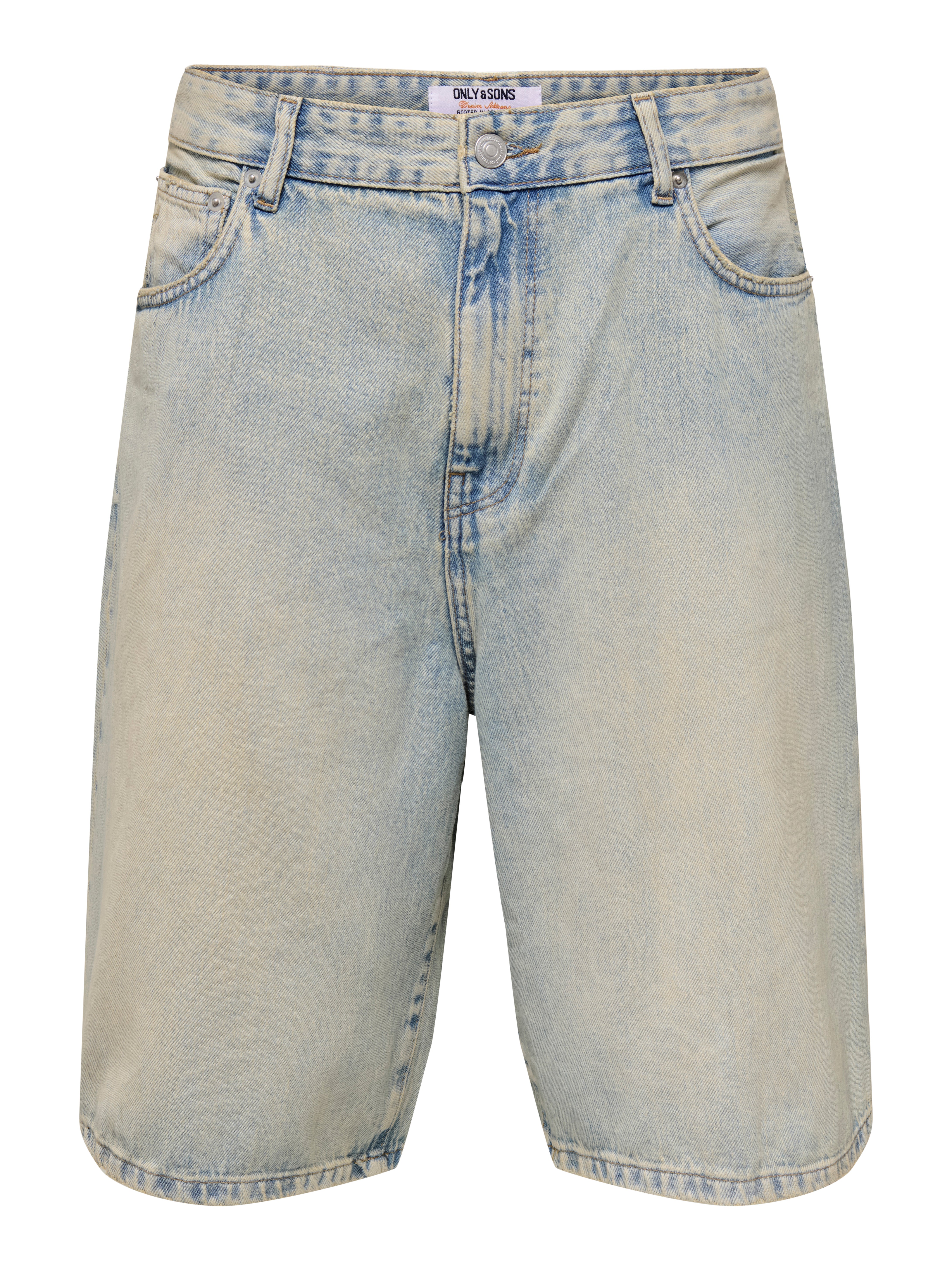 【IONSEOUL】Victor Balloon Cargo Denim 5FM0067 ONSCARL Mid rise Balloon Fit Shorts | Light Turquoise | ONLY