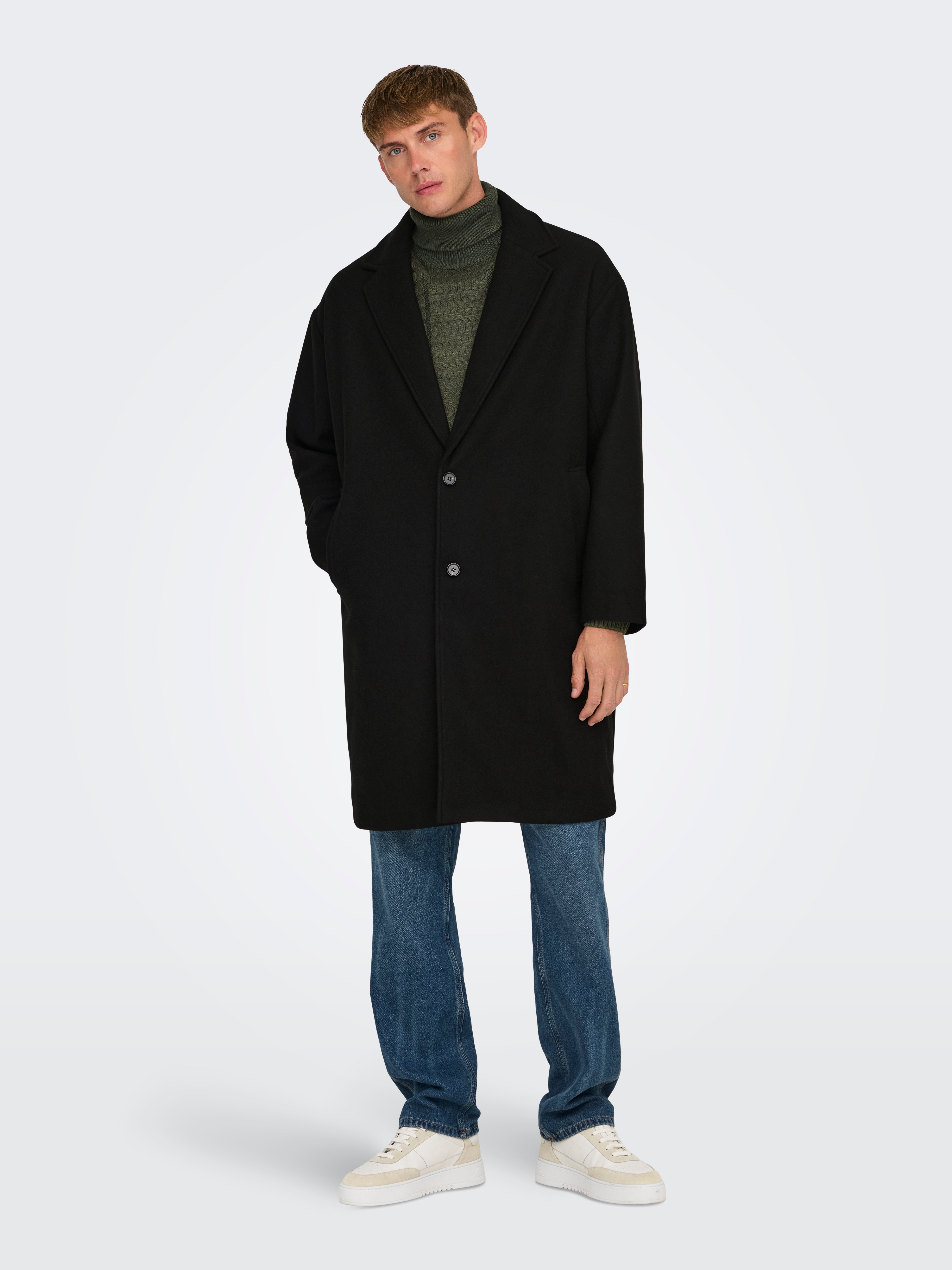 【新品タグ付】enof wool rever half coat 01 ブラック ONSWORF Coat | Black | ONLY & SONS®