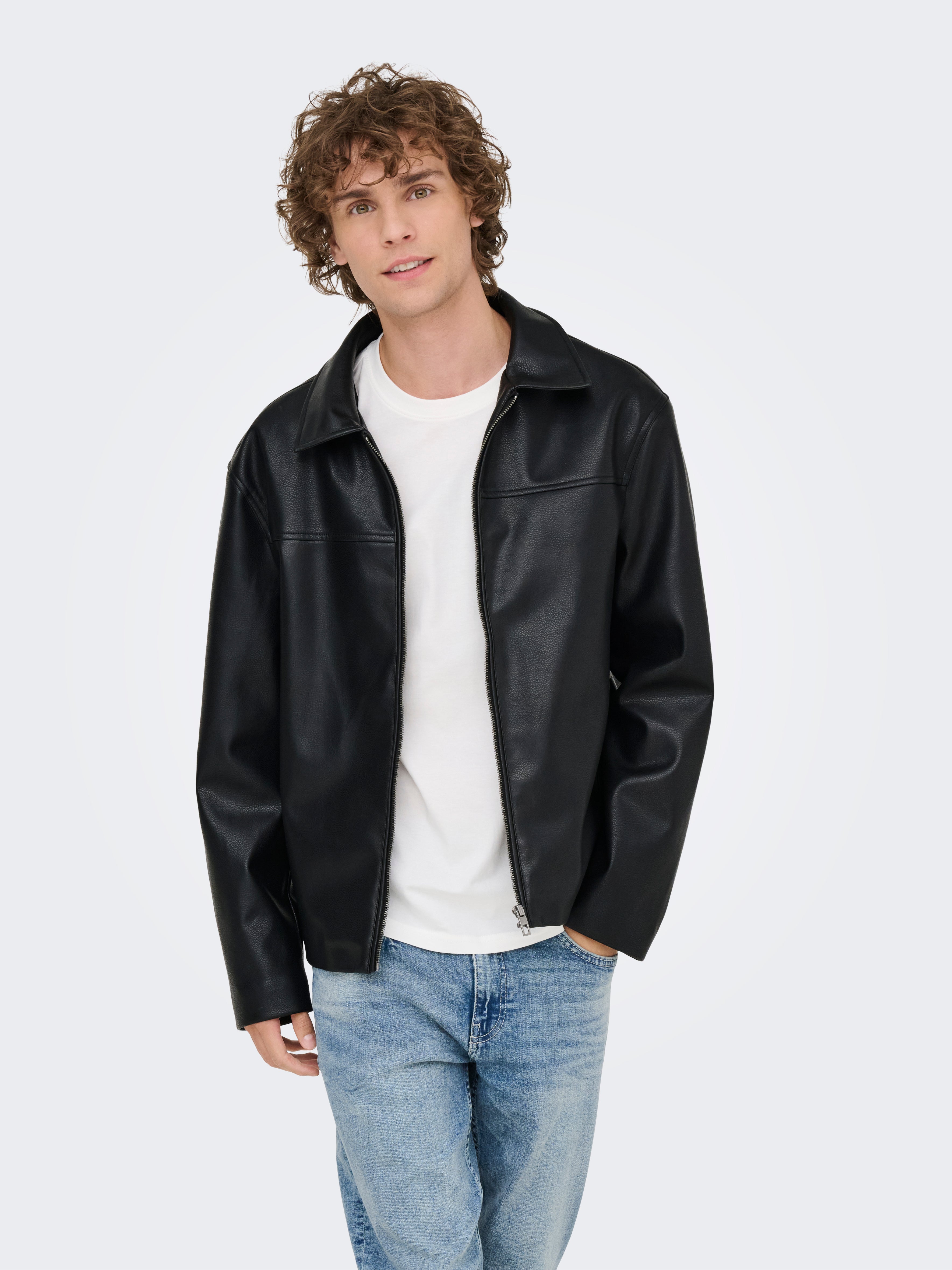 ジャケット・アウター NHOJ Black Spread Collar Jacket file.jpg
